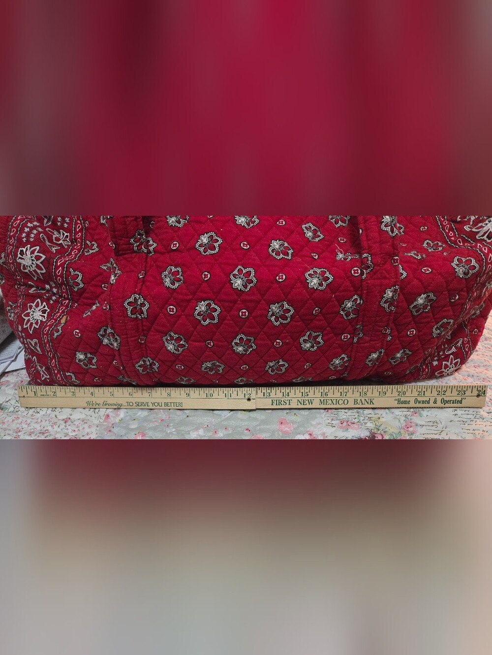 Quilted Vera Bradley Large Duffel Red Bandana **Retired** - Picture 3 of 5